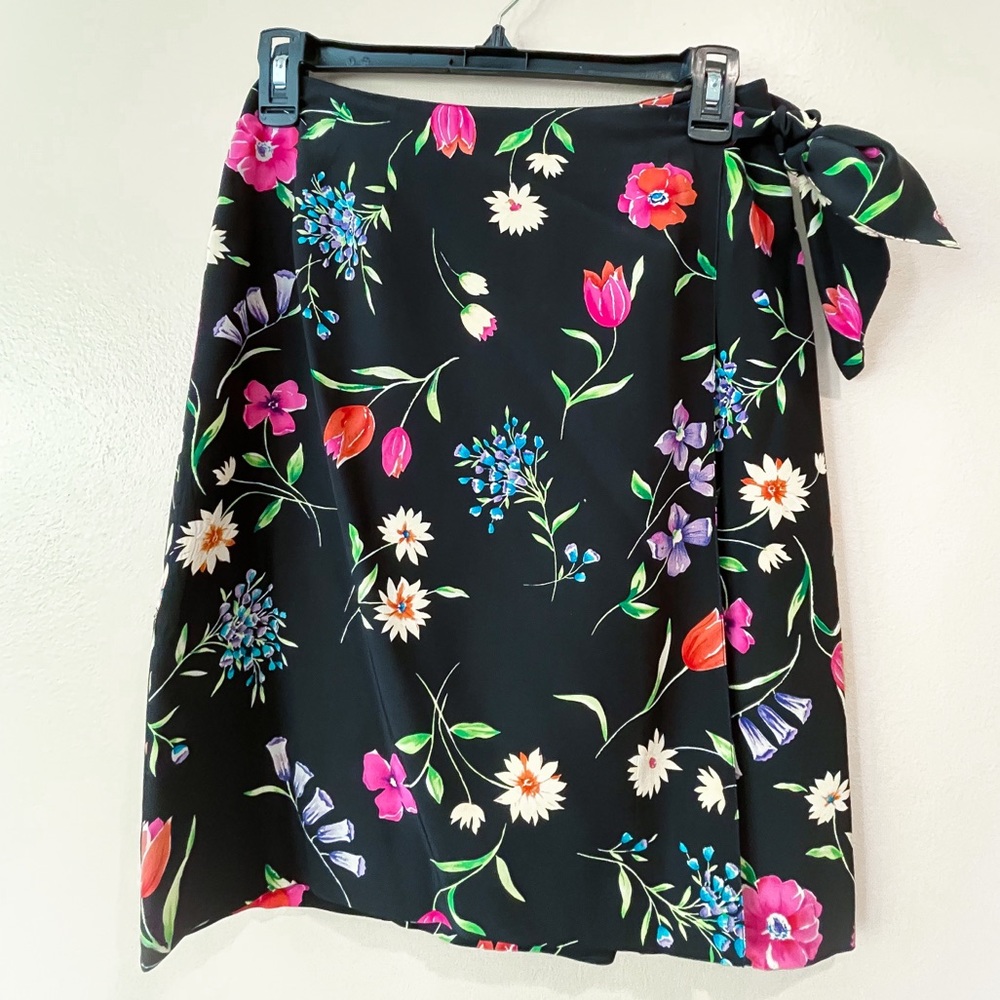 Talbots Silk Floral Wrap Skirt